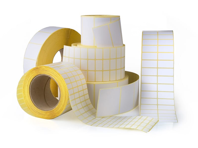 Rolls of plain labels in various sizes