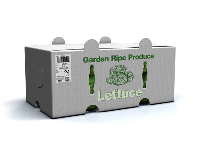 Labels on a box of fresh produce