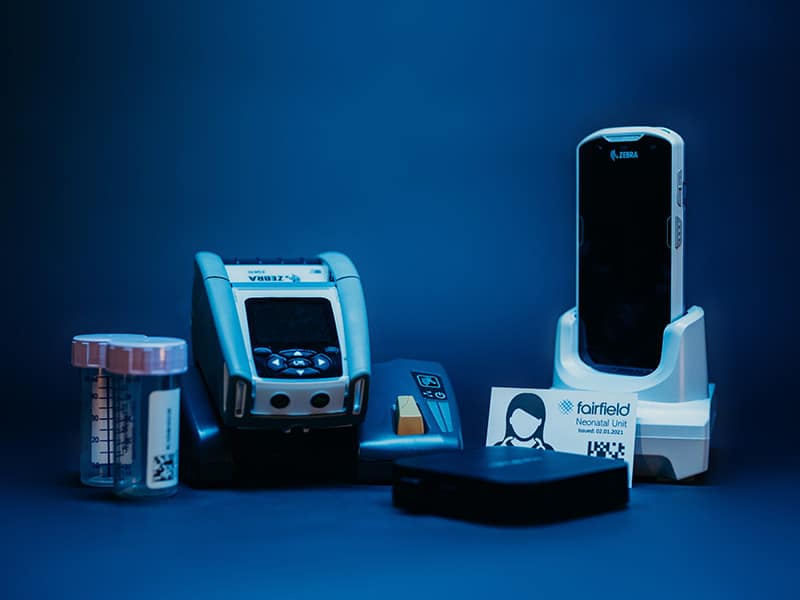 A collection of printers and scanners used for breastfeeding applications